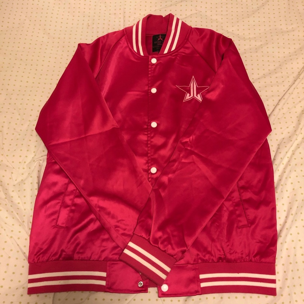 JSC hot pink baseball jacket